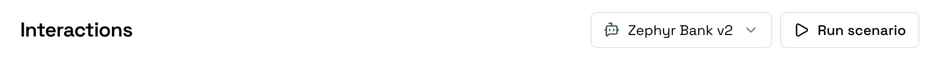 Run scenario button in the fixed toolbar above the interactions list