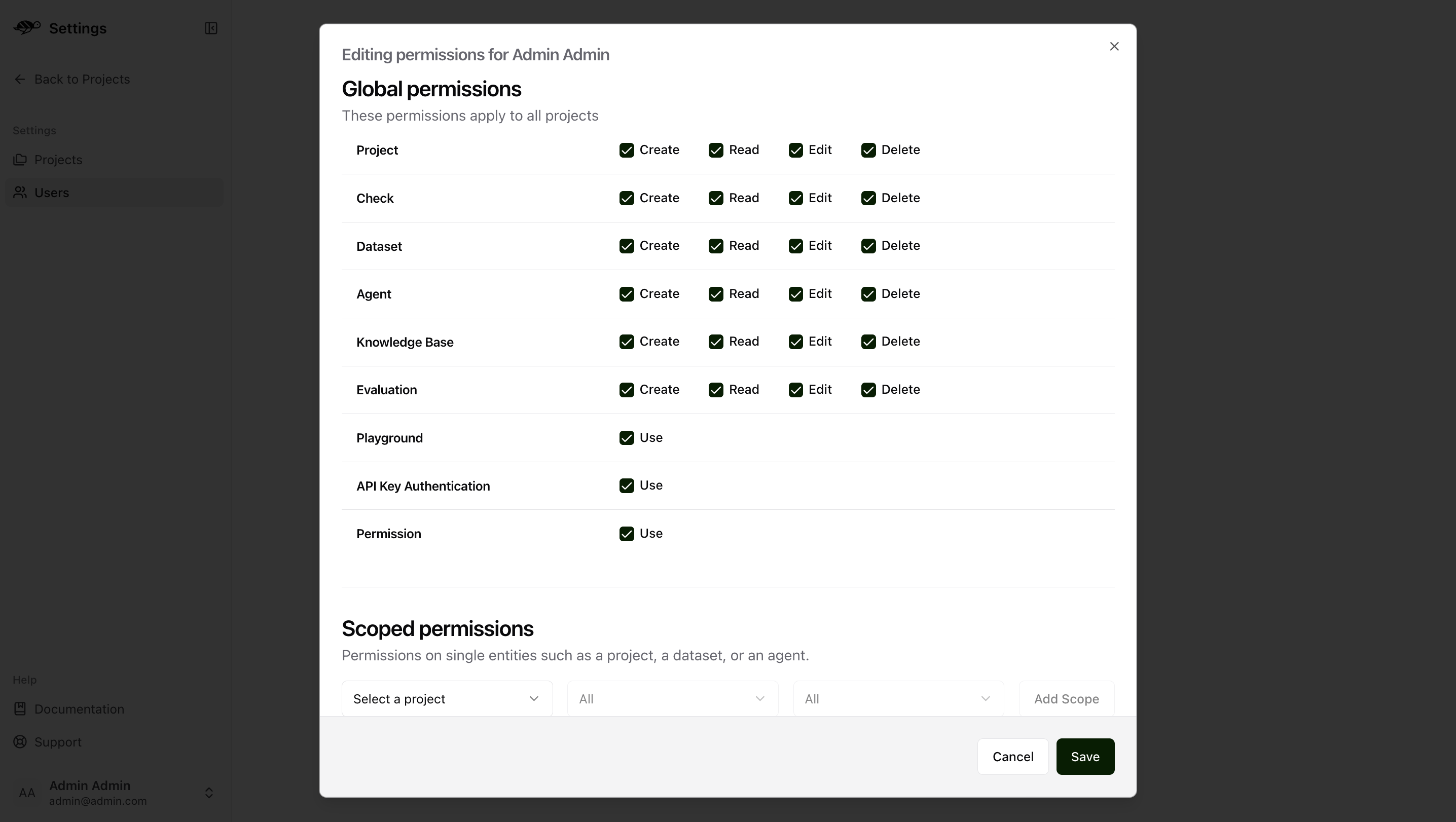 "Set permissions"