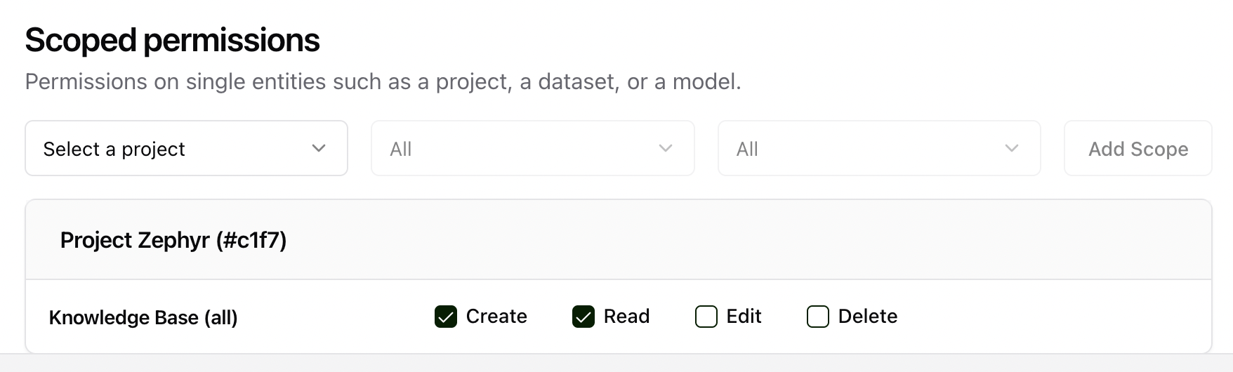 "Set scope of permissions"