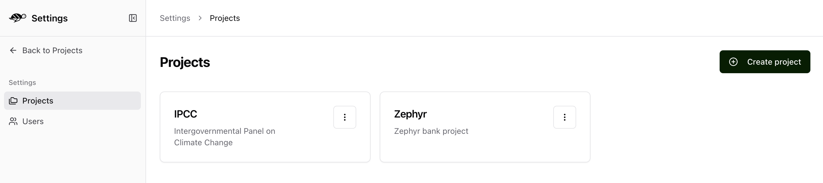 "Create a project"