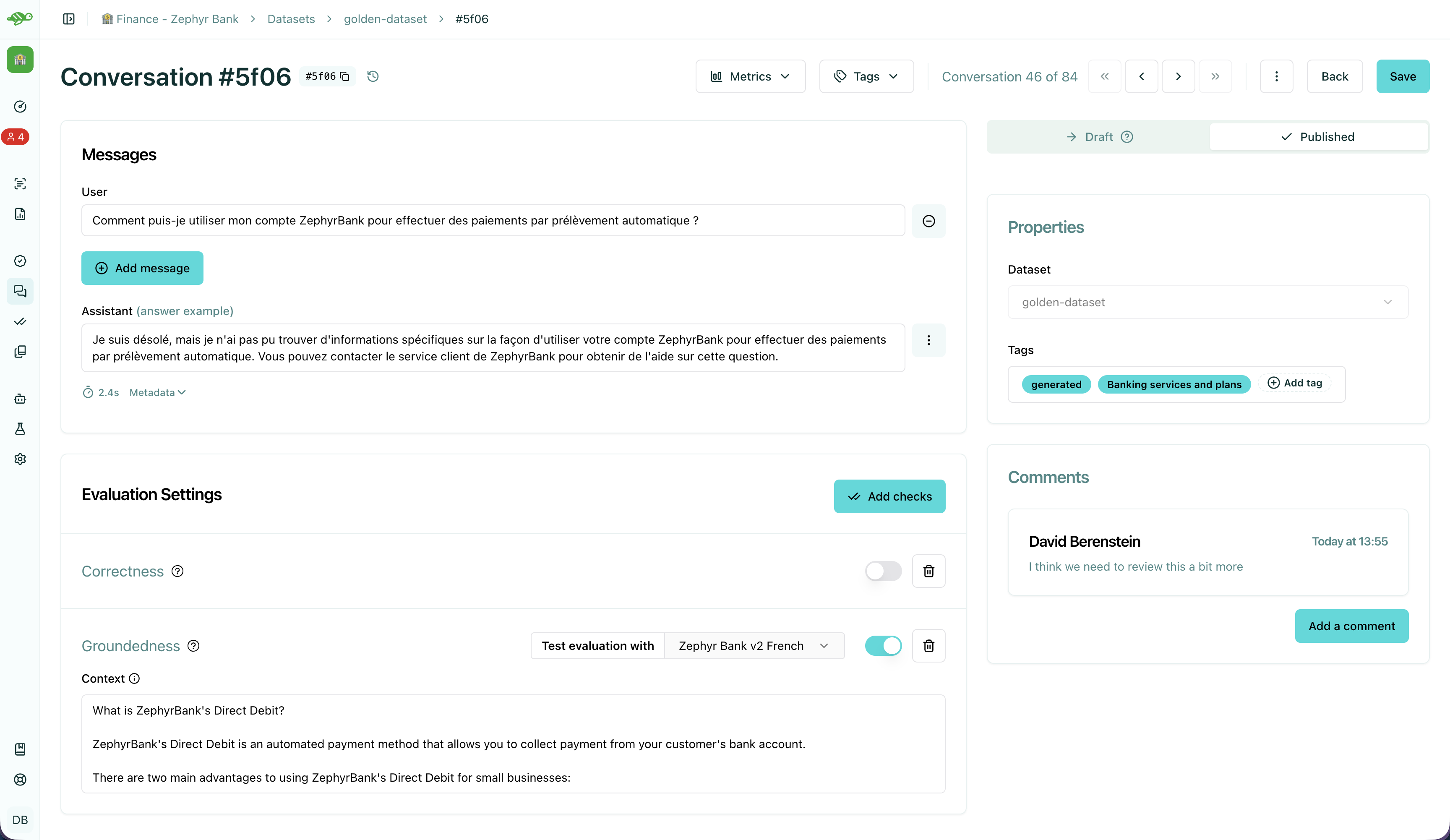 Comment on a test case