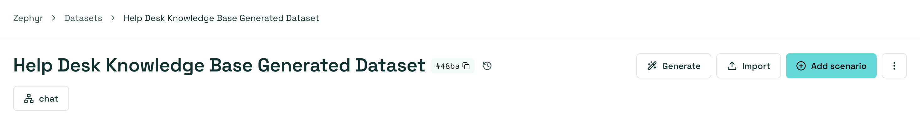 Dataset header showing the clickable schema pill