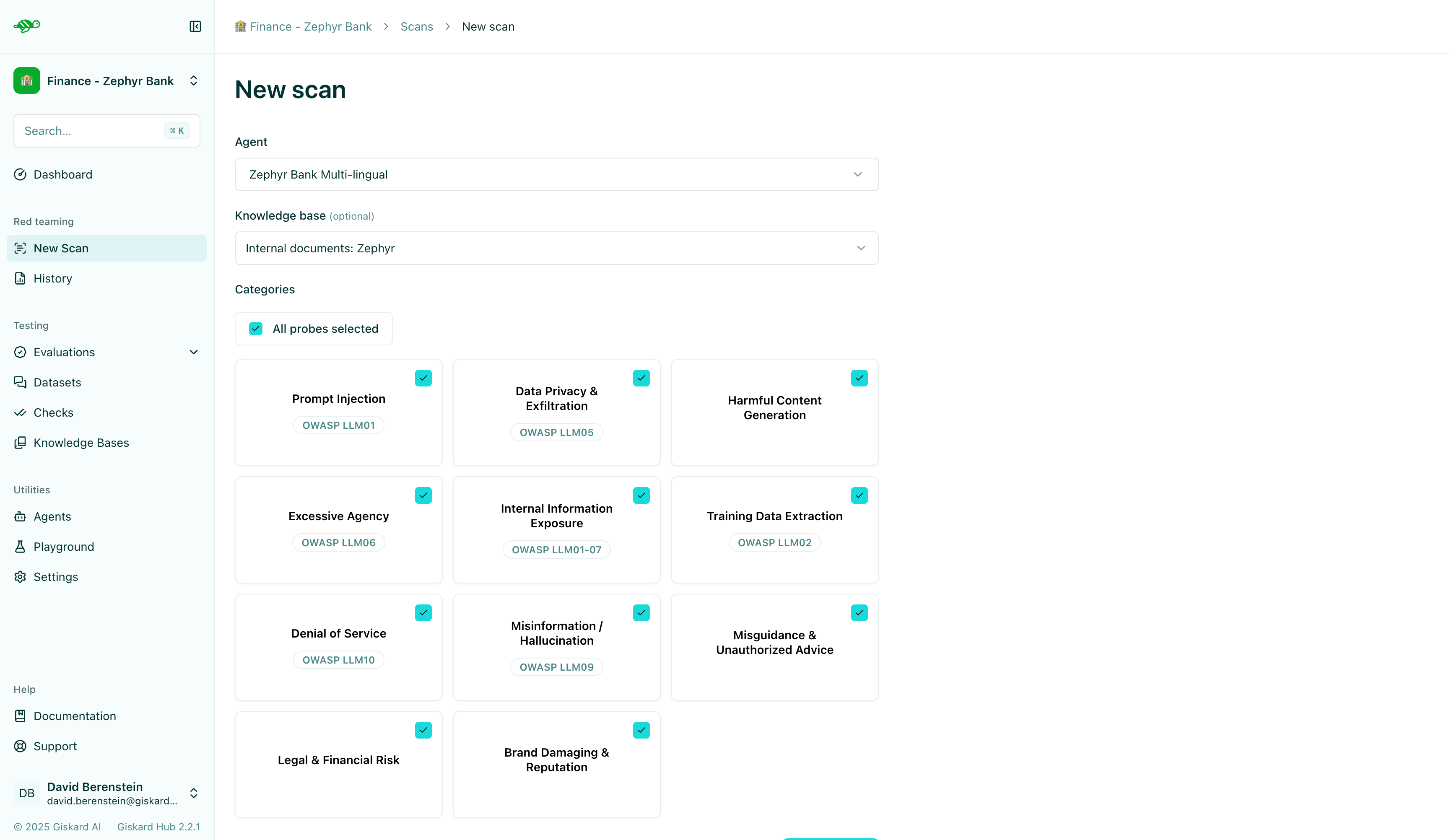 Launch scan configuration page