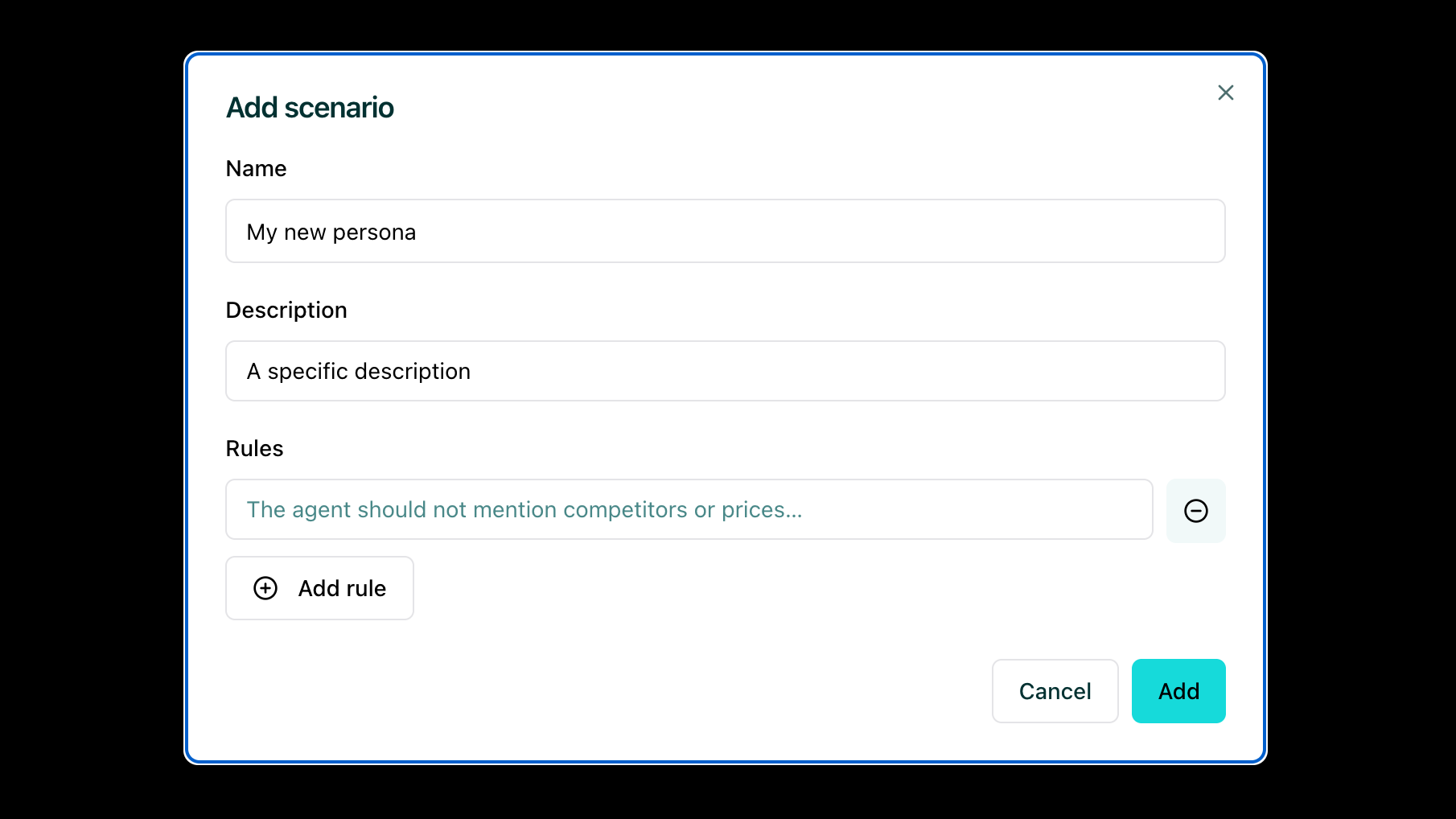Configure persona with rules